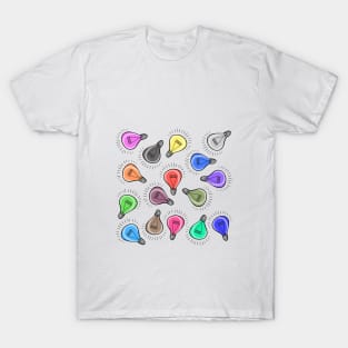 Lightbulb multicolor light pattern background T-Shirt